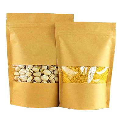 Kraft Paper Open Window Zipper Standing Pouch